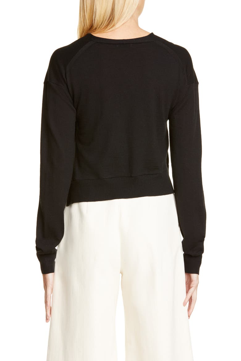 Wrap Front Merino Wool Sweater, Alternate, color, BLACK
