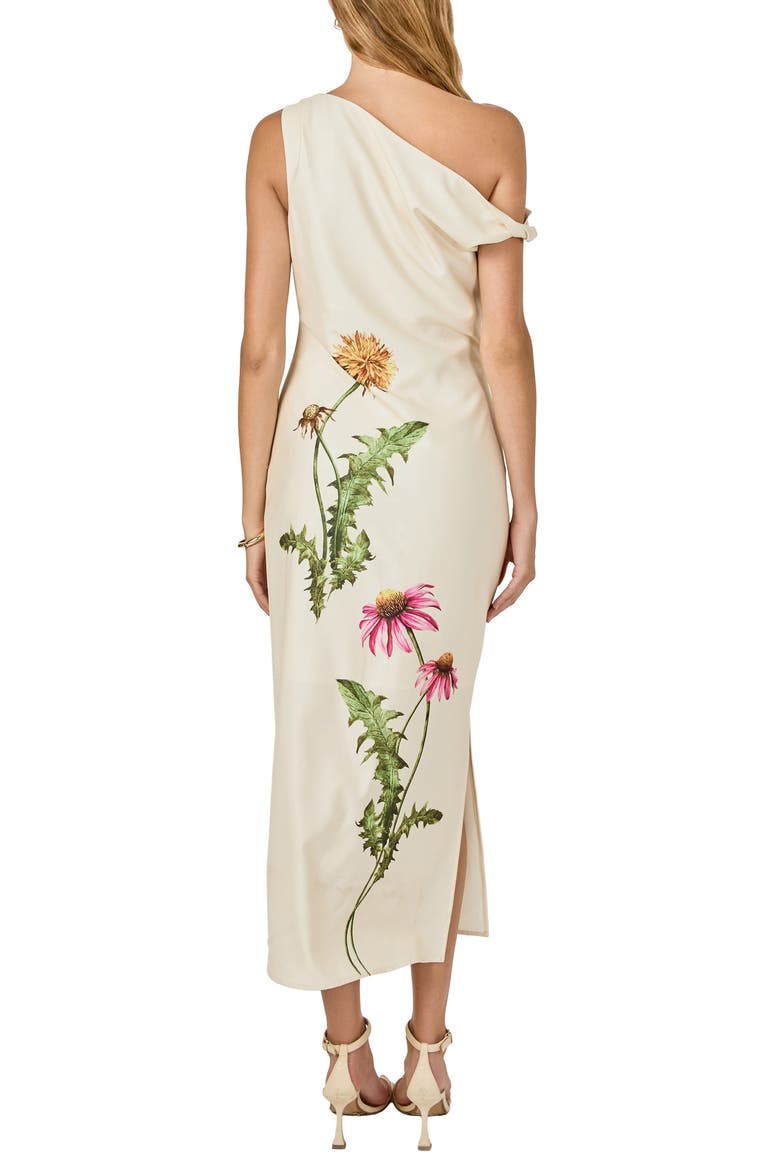 Floral Print Asymmetric Sleeveless Dress, Alternate, color, CREAM