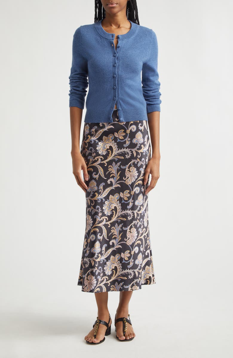 Veronica Beard Clover Bias Cut Silk Blend Skirt, Alternate, color, Black Multi