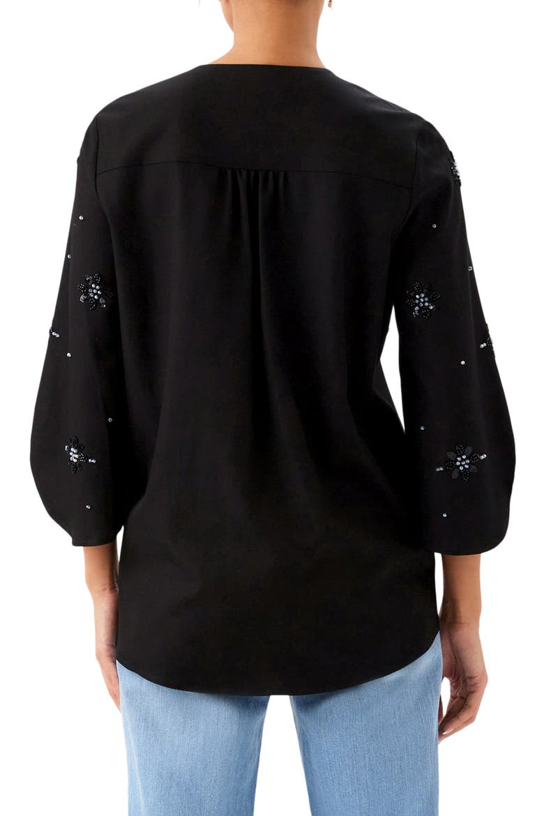 Embellish Asymmetric Top, Alternate, color, BLACK