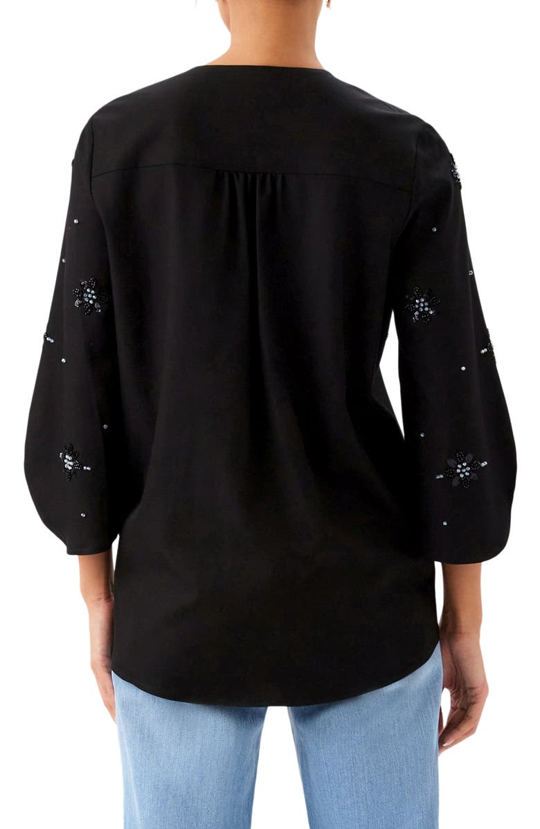 Karen Kane Embellish Asymmetric Top, Alternate, color, Black