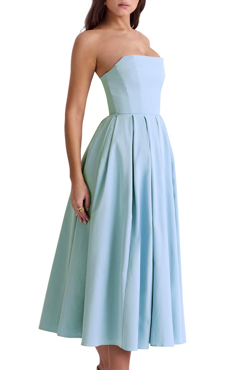 HOUSE OF CB Audrey Strapless Fit & Flare Dress, Alternate, color, Cinderella Blue