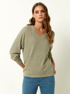 Single Stitch Classic Ribbed V-Neck Sweater