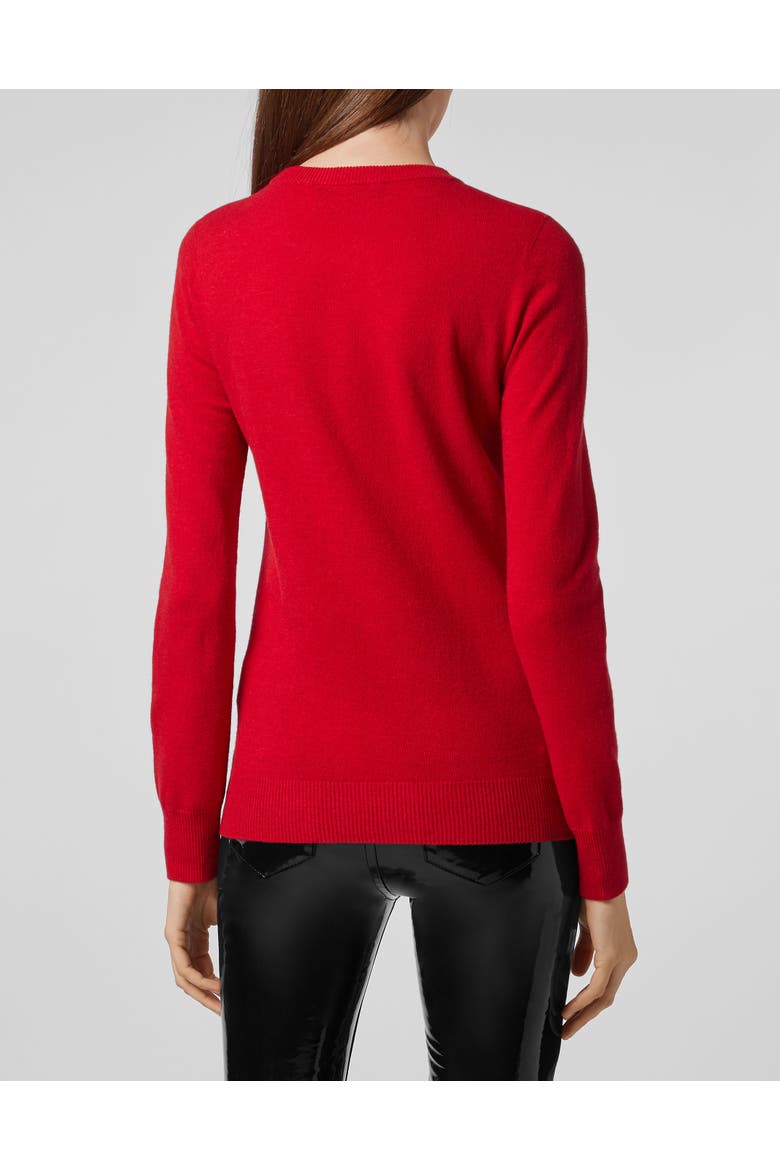 Pullover Round Neck Skull Women, Alternate, color, red