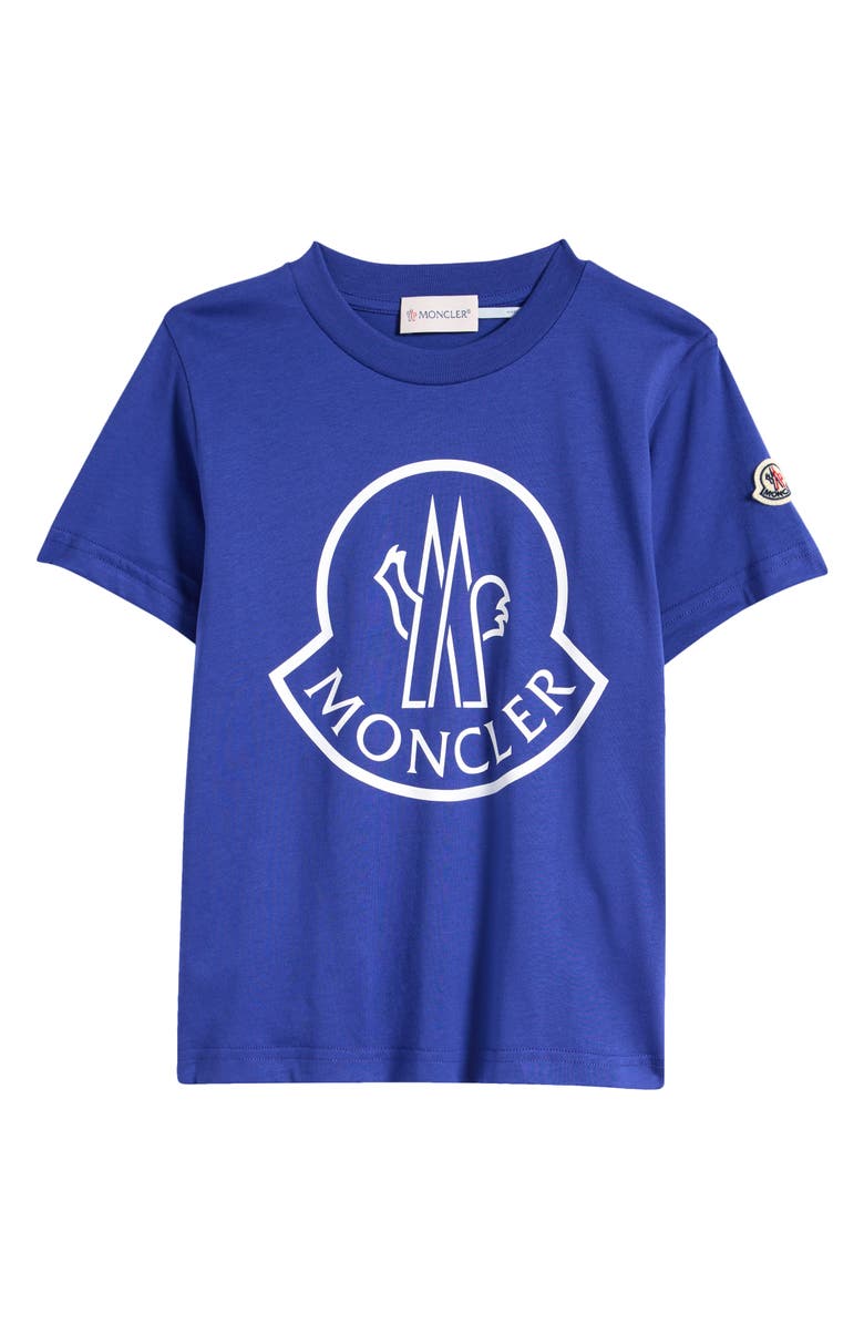Moncler Kids
 Logo Cotton Graphic T-Shirt, Main, color, Blue