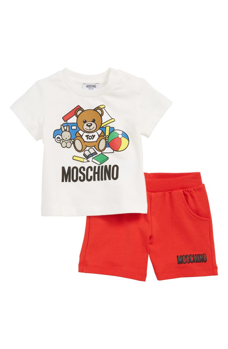 Moschino Bear Print T-Shirt & Shorts Set, Main, color,