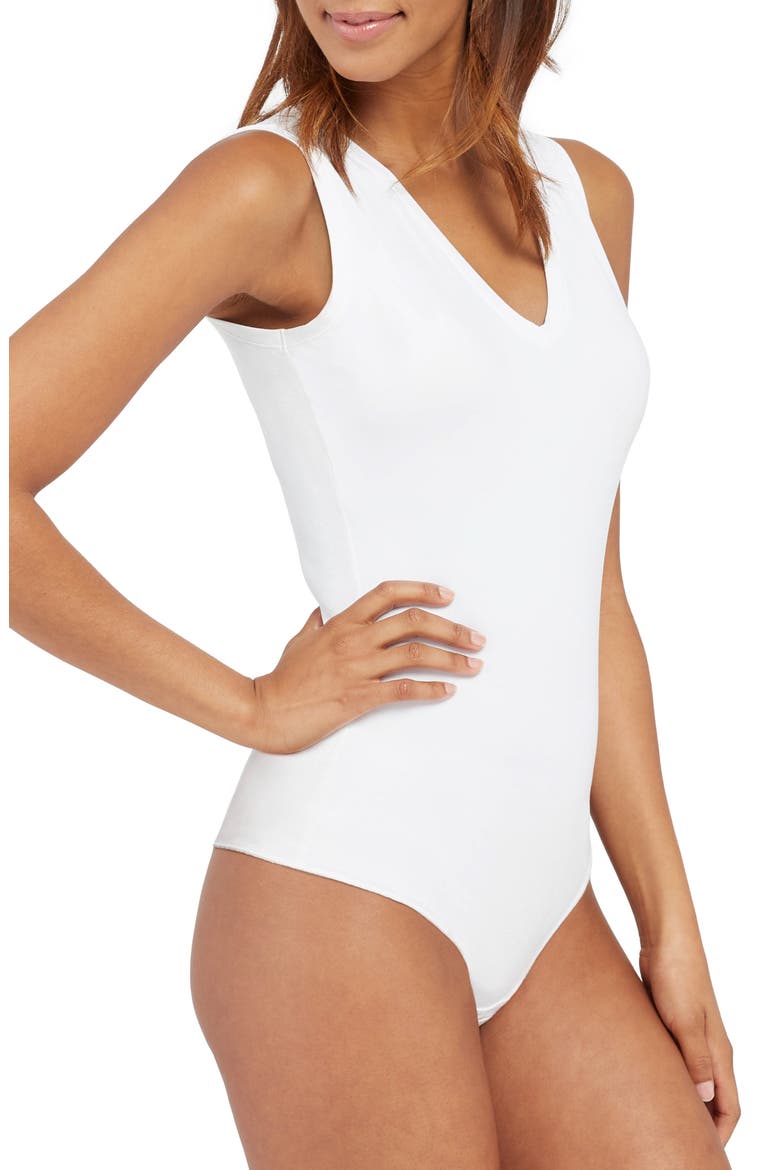 Suit Yourself V-Neck Tank Bodysuit, Alternate, color, WHITE