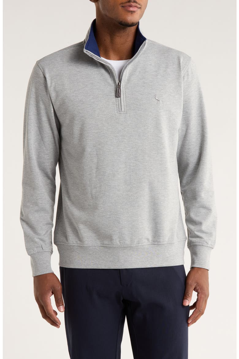 Fleece Quarter Zip Pullover, Main, color, GREY HEATHER