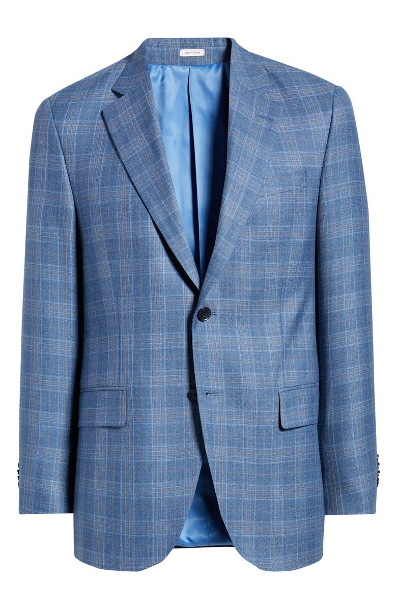 Peter Millar Flynn Classic Fit Light Blue Plaid Wool Sport Coat, Alternate, color, Blue