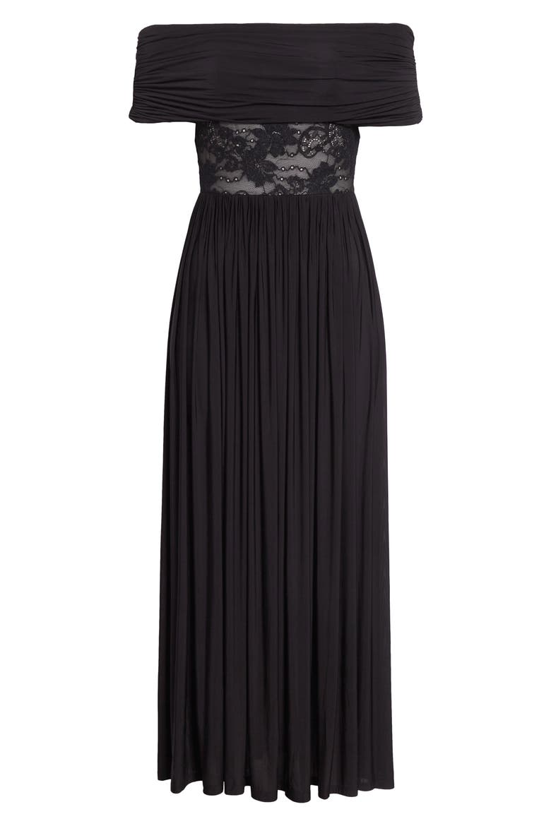 Rebellion Lace Inset Off the Shoulder Draped Dress, Alternate, color, BLACK