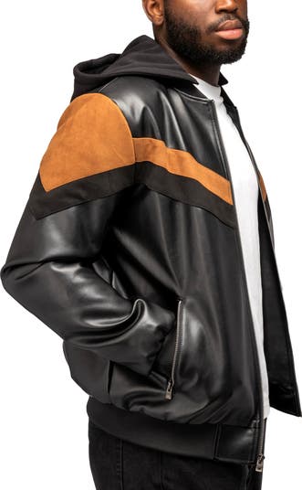 Hooded Faux Leather Jacket