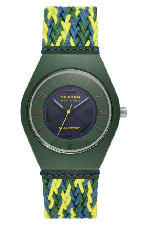 Sams Series Solar Powered Woven Strap Watch, 37mm