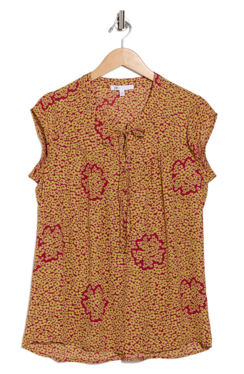 DR2 by Daniel Rainn Flounce Back Split Neck Top, Alternate, color, Red