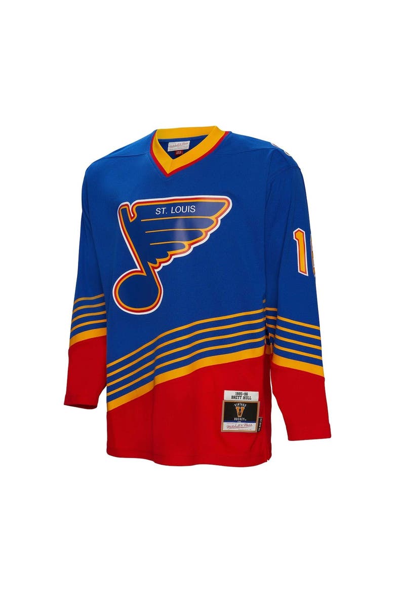Men's Mitchell & Ness Brett Hull Blue St. Louis Blues  1995/96 Blue Line Player Jersey, Alternate, color, Blue