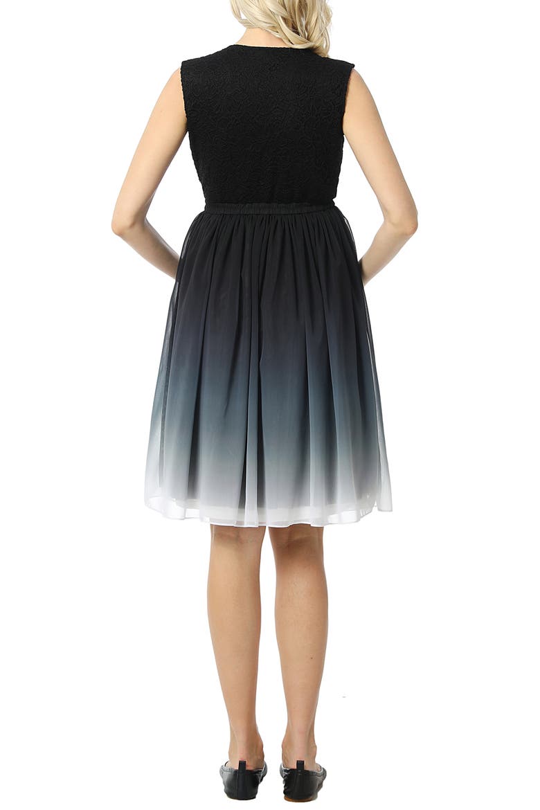 Steffy Ombré Chiffon & Lace Maternity Dress, Alternate, color, BLACK/ WHITE