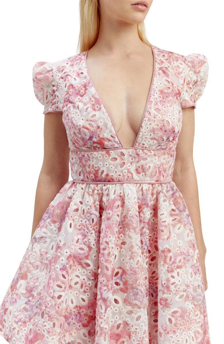 Bardot Tamarin Floral Eyelet Embroidered Minidress, Alternate, color, 