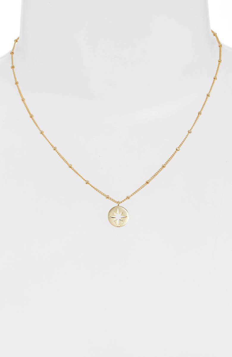 Estella Bartlett Starburst Disc Pendant Necklace, Alternate, color, Gold