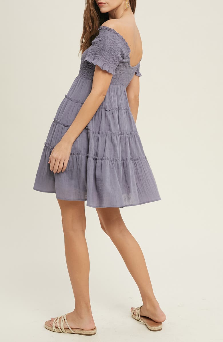 WISHLIST Smocked Tiered Cotton Minidress, Alternate, color, 