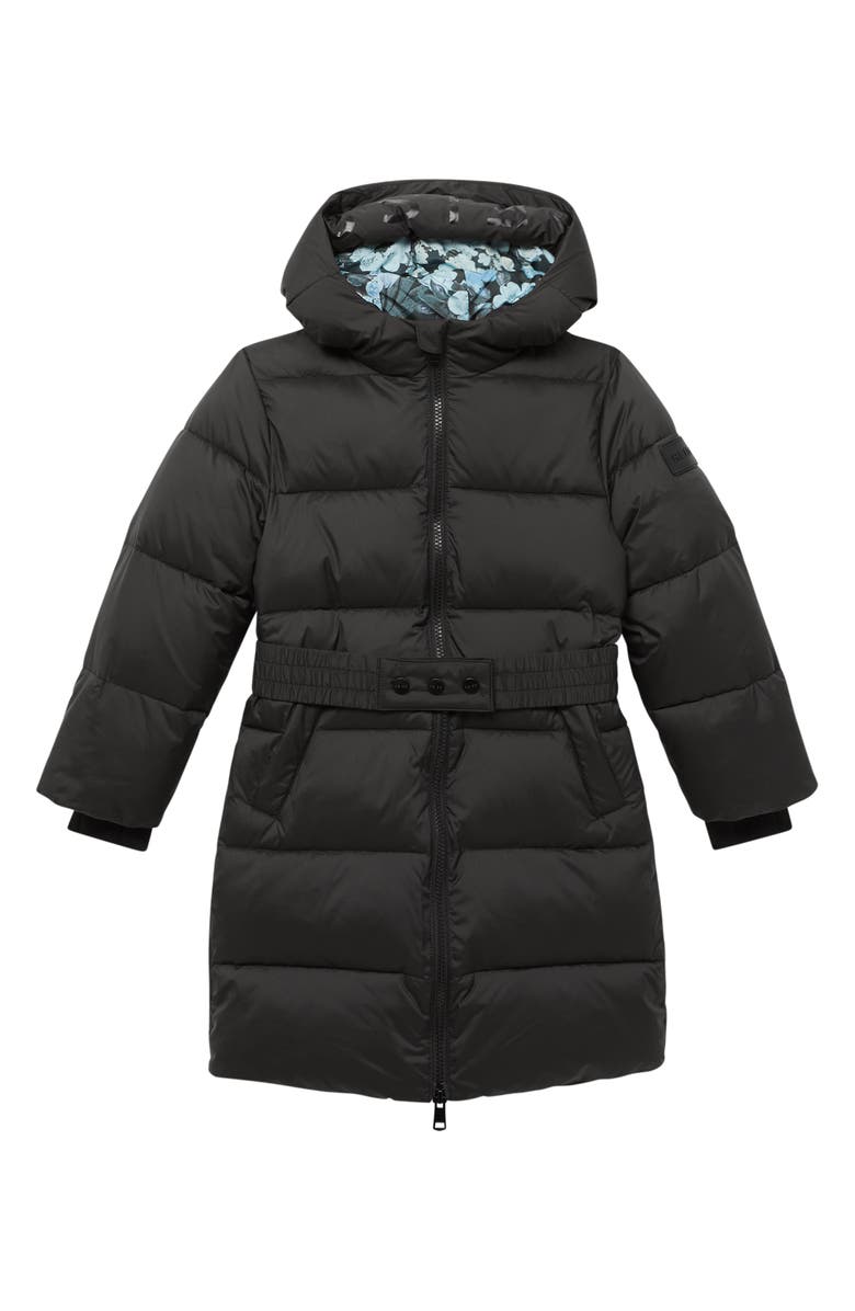 Reiss Kids' Tia Jr. Quilted Hooded Coat, Main, color, Black
