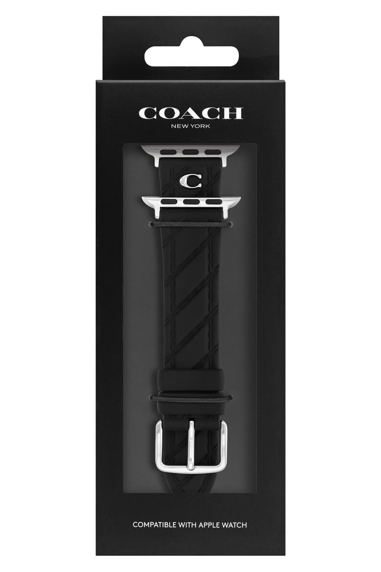 Quilted Silicone 38mm Apple Watch® Watchband, Main, color, BLACK