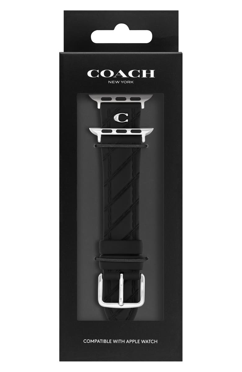 COACH Quilted Silicone 38mm Apple Watch<sup>®</sup> Watchband, Main, color, Black