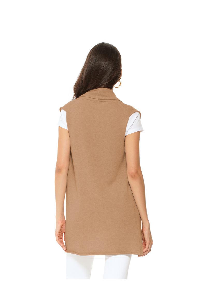 Pure Cashmere Sleeveless Long Open Front Cardigan, Alternate, color, Camel