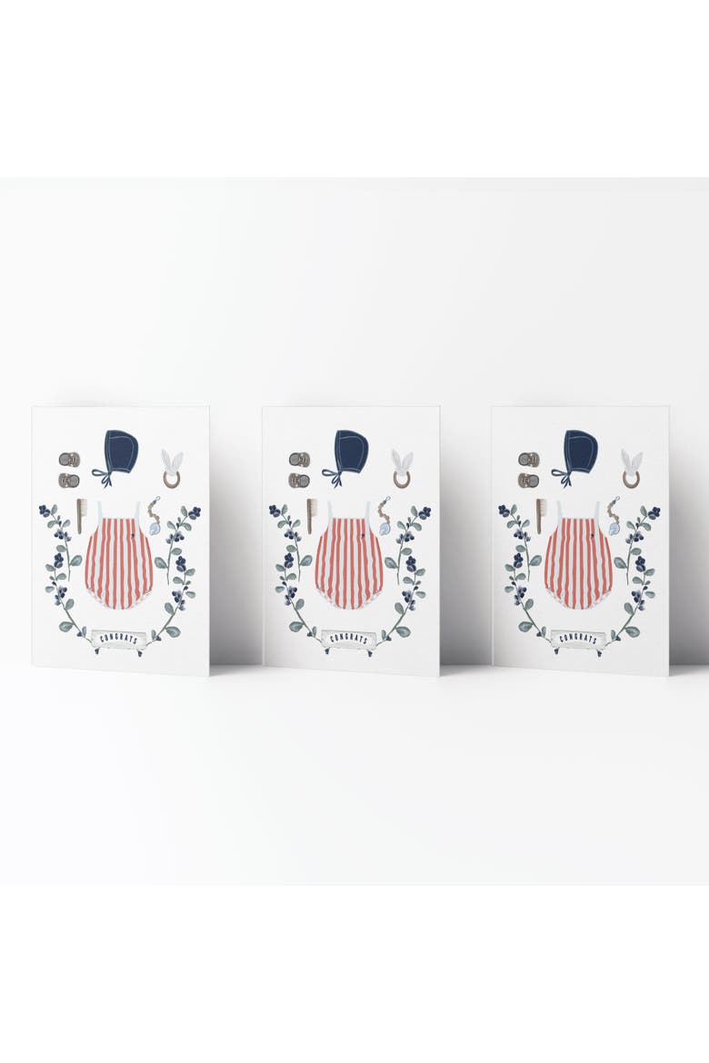 New Baby Greeting Card Pack (3ct) "Congrats Baby Flat Lay", Main, color, Multi-Pack