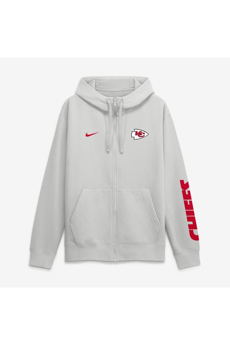 Men's Nike Gray Kansas City Chiefs Cool Down Club Full-Zip Hoodie, Main, color, Gray