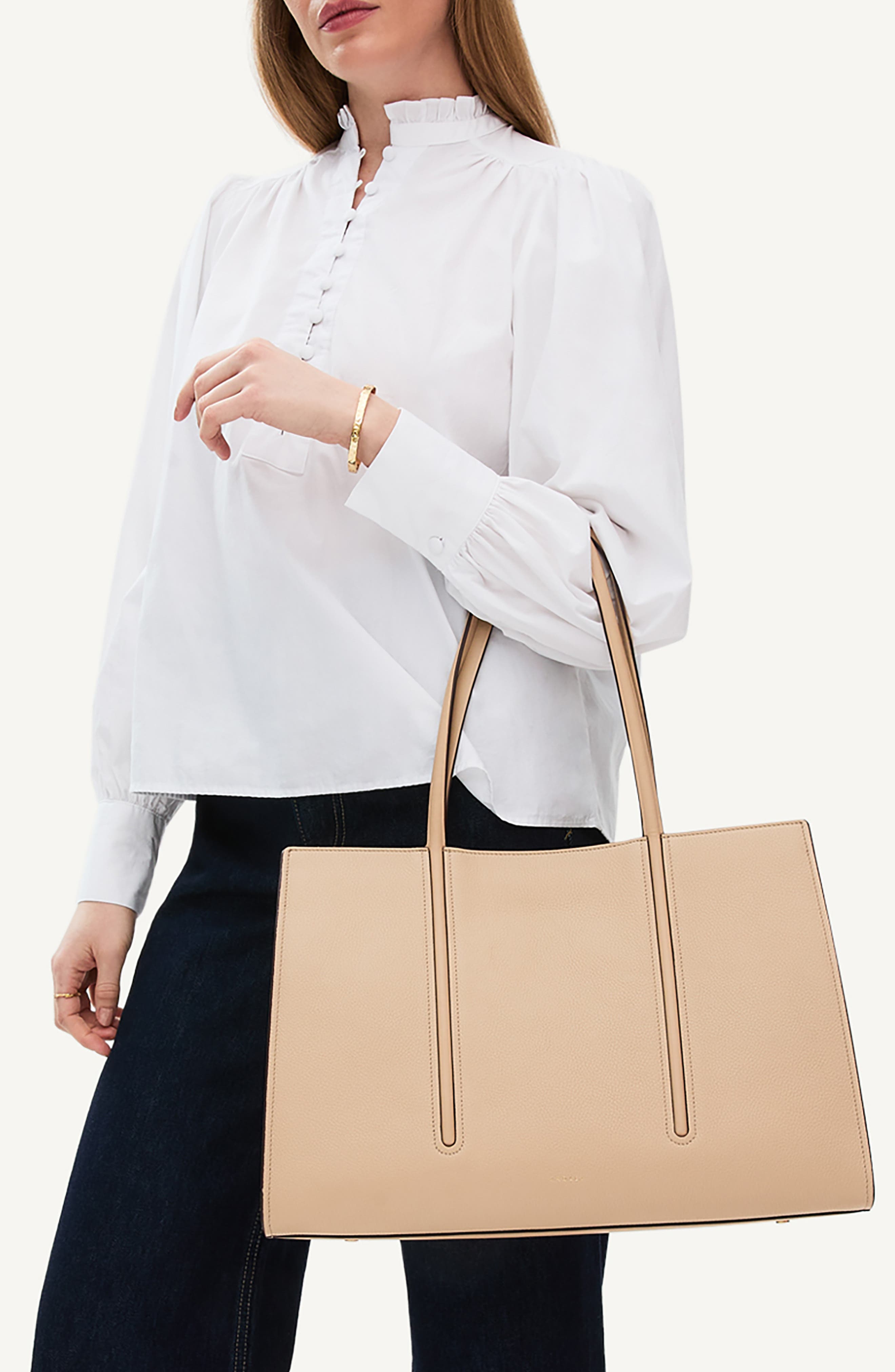 Radley Portland Place Large Open Top Leather Tote, Alternate, color, Stone
