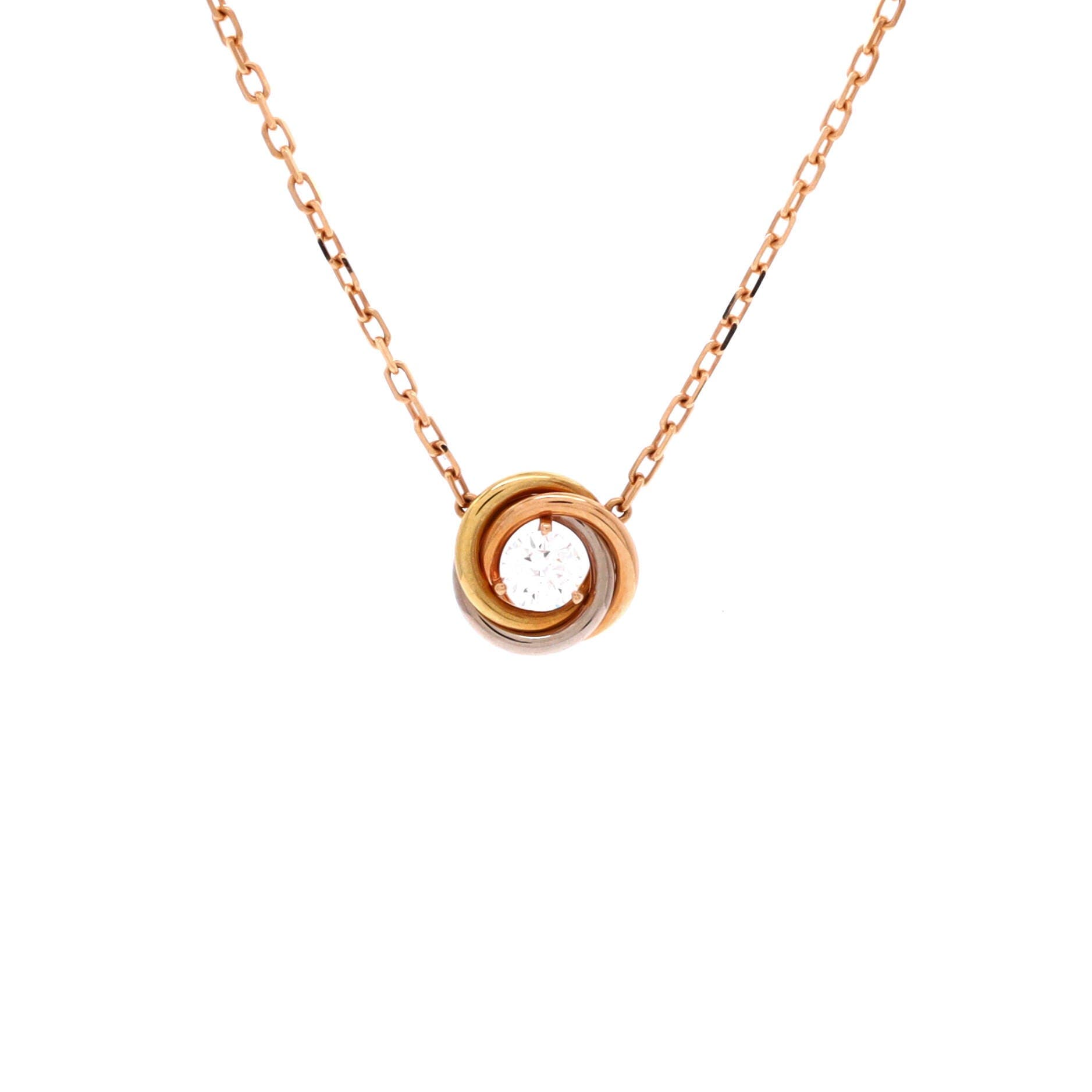 Trinity Diamond Pendant Necklace 18K Tricolor Gold and Diamond, Main, color, Metallic Gold