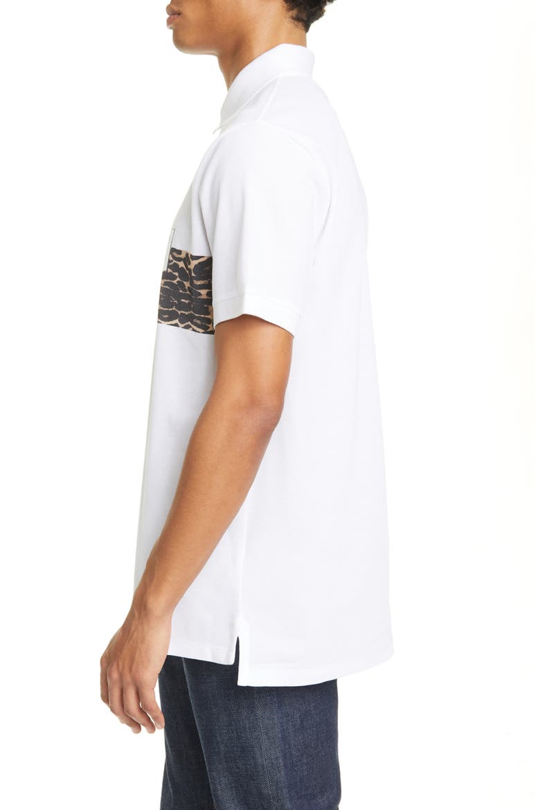 Somerville Leopard Stripe Short Sleeve Piqué Polo, Alternate, color, WHITE