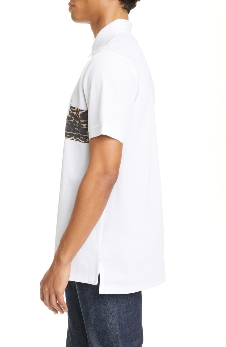 Burberry Somerville Leopard Stripe Short Sleeve Piqué Polo, Alternate, color, 