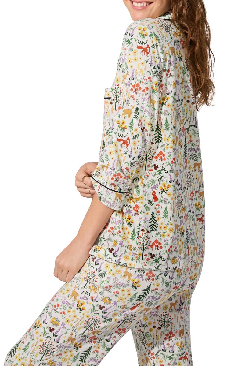 BedHead Pajamas Print Long Sleeve Stretch Organic Cotton Jersey Crop Pajamas, Alternate, color, Forest Trails