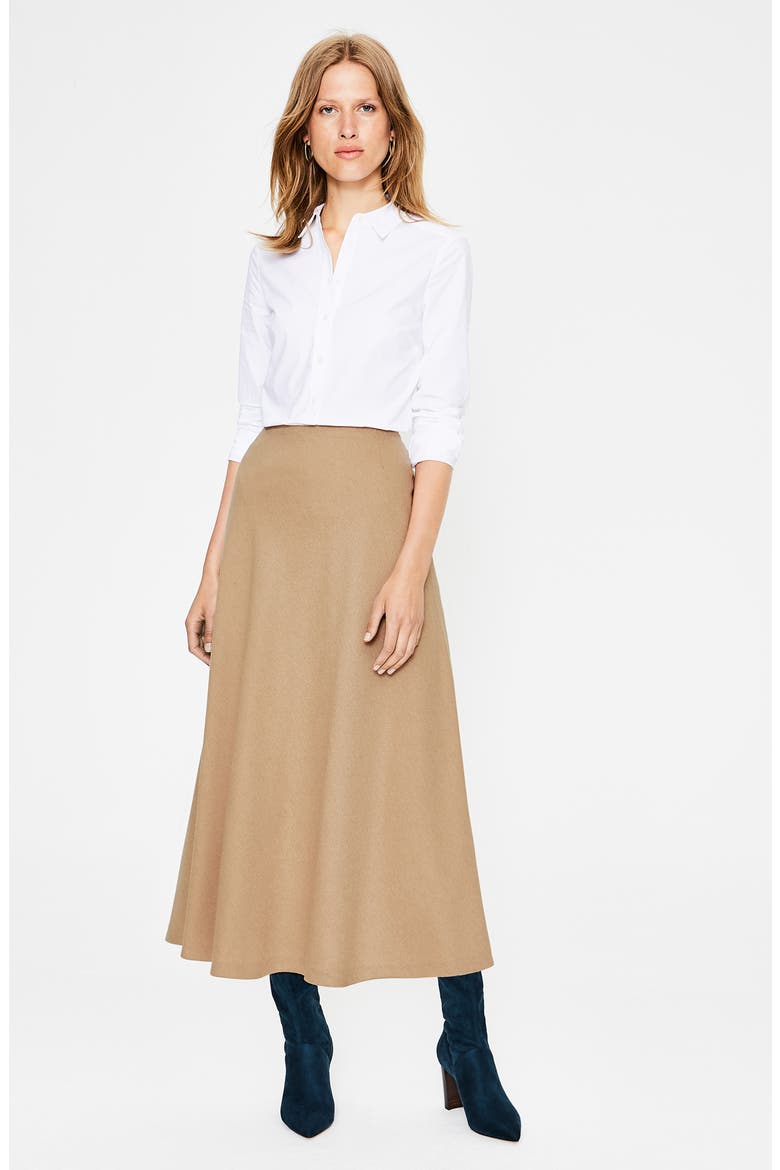 Wool Blend Midi Skirt, Alternate, color, SOFT TRUFFLE