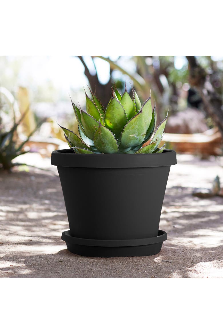 Terra Pot Planter 16 Inch Black Durable Resin Pot, 8 Gallon, Alternate, color, Black