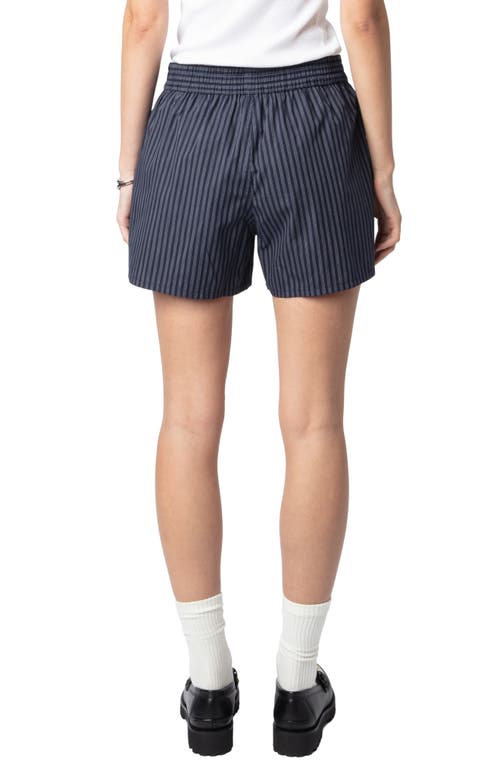 Zadig & Voltaire Pax Pop Stripe Cotton Shorts In Encre