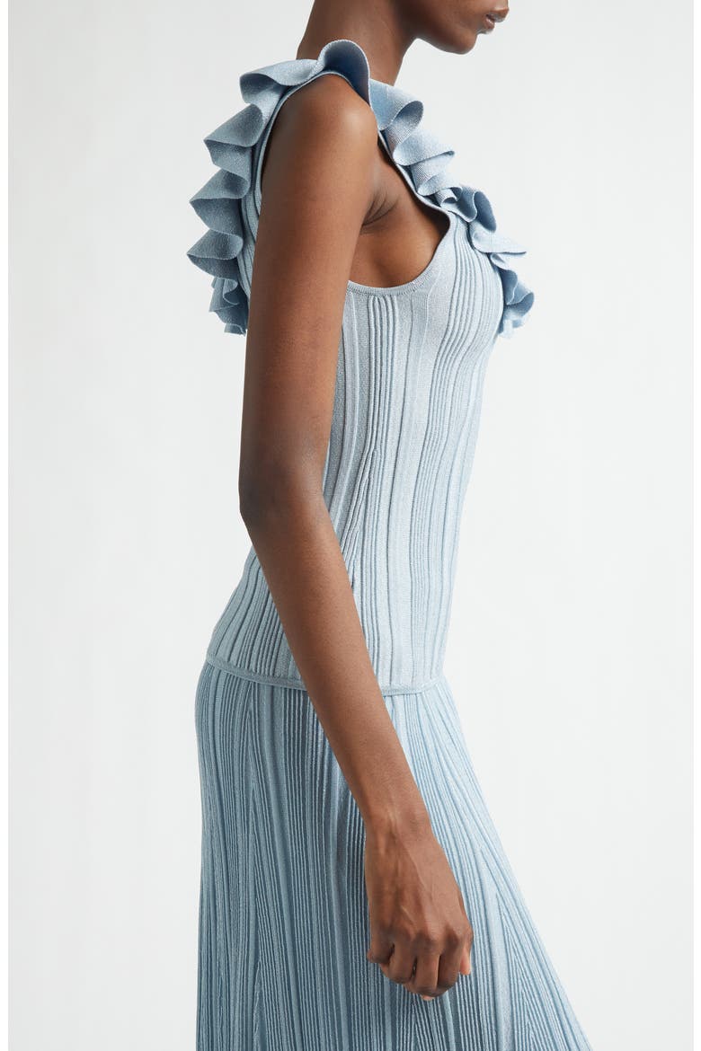 Aster Metallic Frill Sweater Tank, Alternate, color, METALLIC BLUE