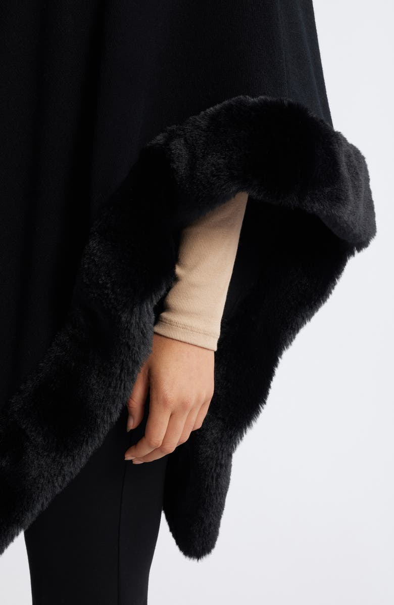 Anne Klein Faux Fur Trim Poncho, Alternate, color, 