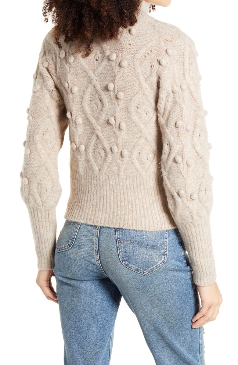 BLANKNYC Aran Cable Knit Mock Neck Sweater, Alternate, color, 
