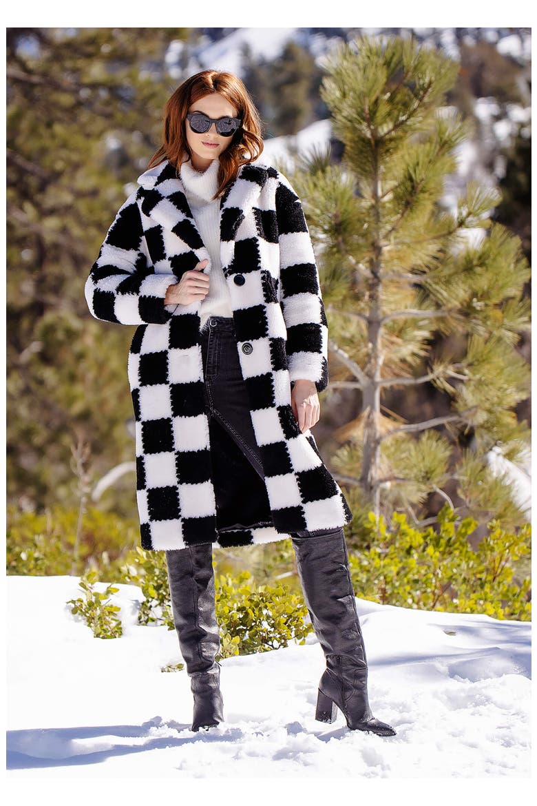 Checkmate High Pile Fleece Longline Coat, Alternate, color, MULTI