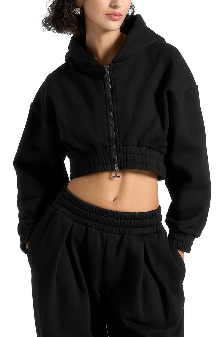 Josiane Relaxed Zip Through Hoodie, Alternate, color, Black