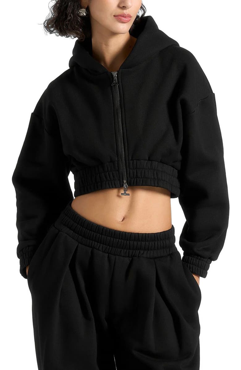 Manière De Voir Josiane Relaxed Zip Through Hoodie, Main, color, Black