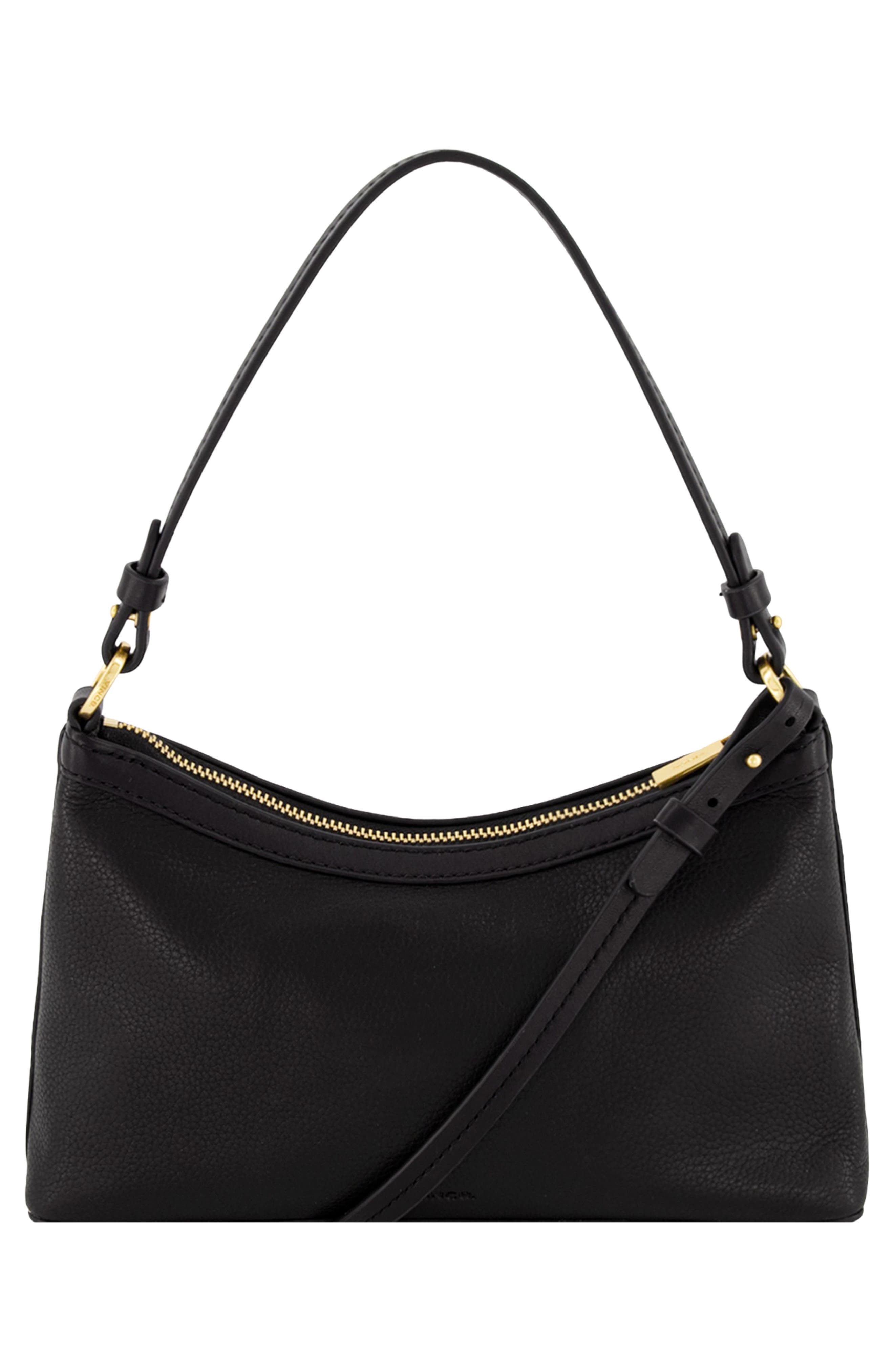 Ava Pebbled Leather Convertible Crossbody Bag, Alternate, color, BLACK
