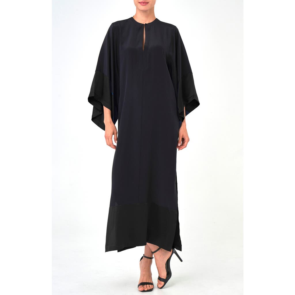 Ocean + Main Ocean+main Kimono Sleeve Silk Dress In Black