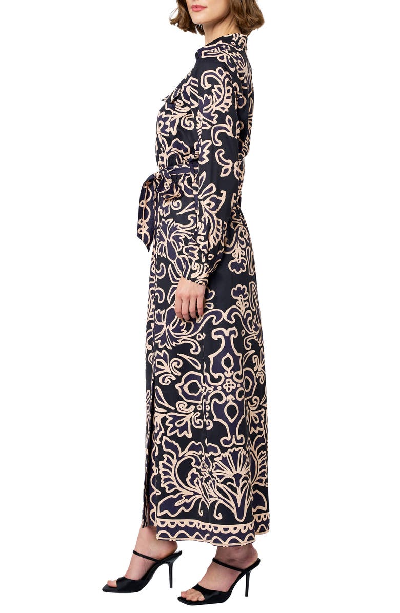 CIEBON Chiara Print Long Sleeve Shirtdress, Alternate, color, Black Multi
