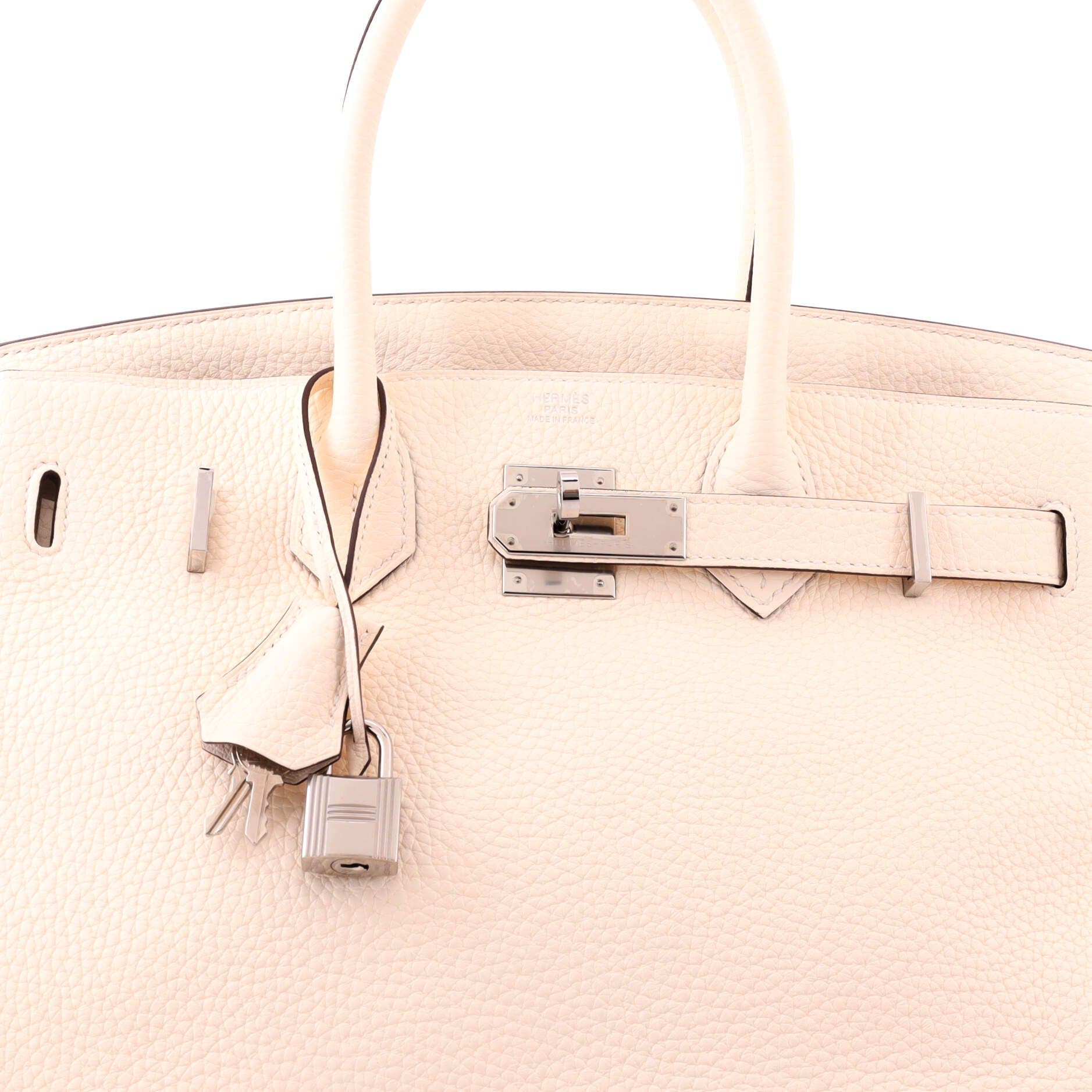 Pre-Owned Hermes Birkin Handbag Light Clemence with Palladium Hardware 30, Alternate, color, Nata