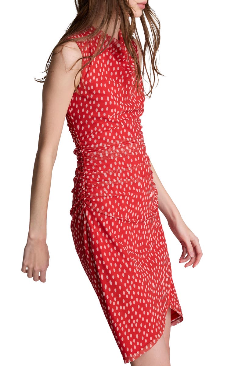 Kenneth Cole Polka Dot Sleeveless Mesh Minidress, Alternate, color, Lava Red/ Oyster