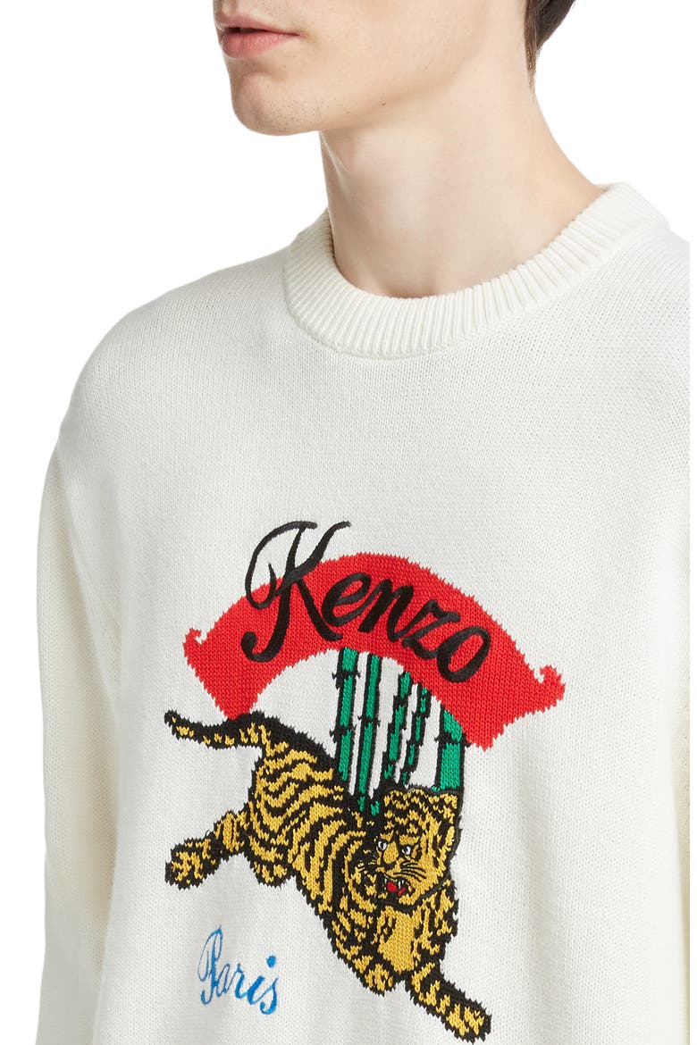 Jumping Tiger Sweater, Alternate, color, WHITE