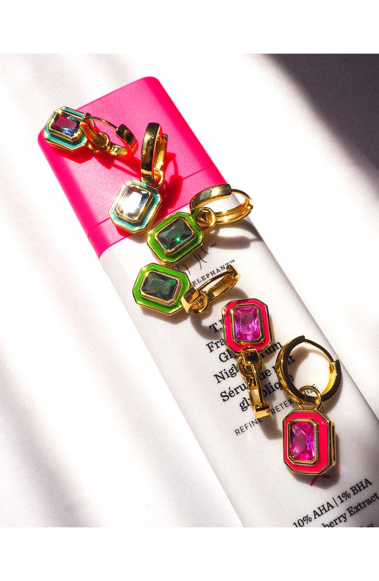 Luv AJ Cubic Zirconia Huggie Drop Earrings, Alternate, color, 