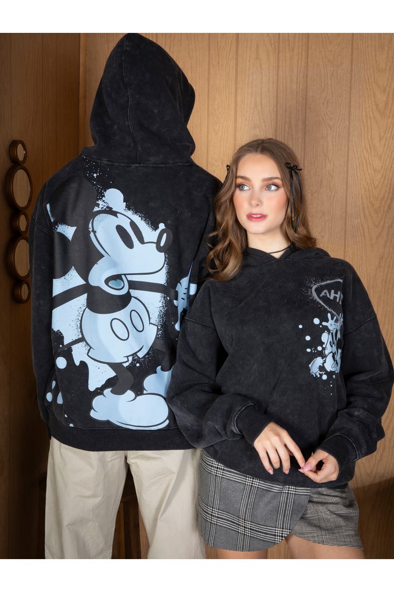 Mickey Mouse Fleece Pullover Hoodie, Alternate, color, Mickey Black Blue
